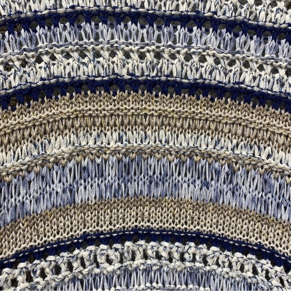 Chicos Cool Toned Open Stitch Cardigan Tassel Shimmer Sz XL - Picture 4 of 9